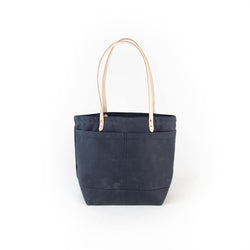 The New Craft Tote in Waxed Canvas and Leather - Slate Blue by Sturdy Brothers