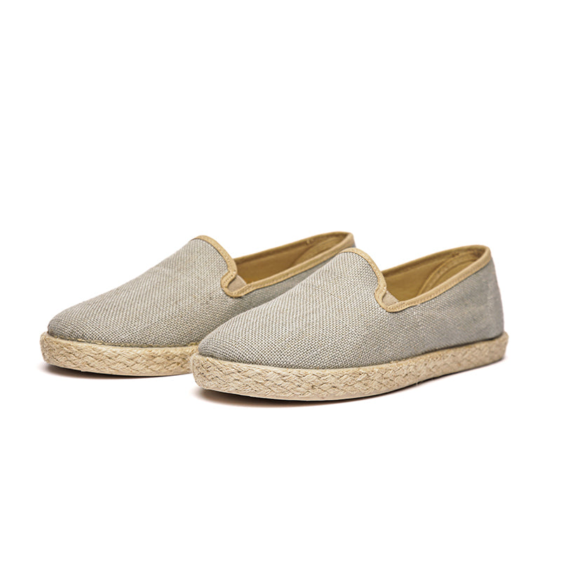 Linen Yute Slip-on Sneakers in Light Grey by childrenchic