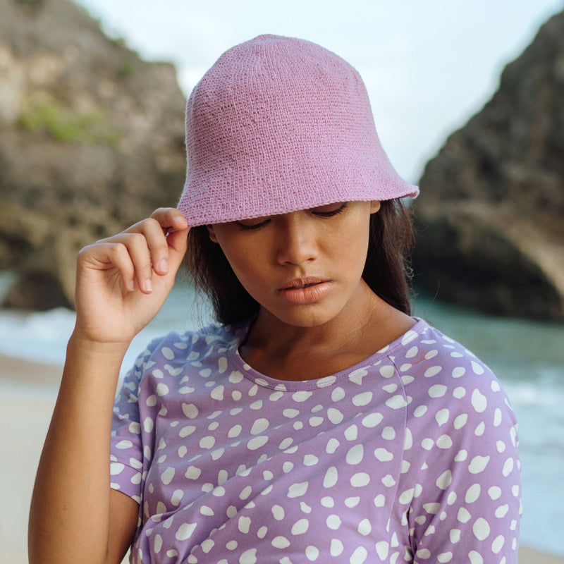 FLORETTE Crochet Bucket Hat In Lilac Purple by BrunnaCo