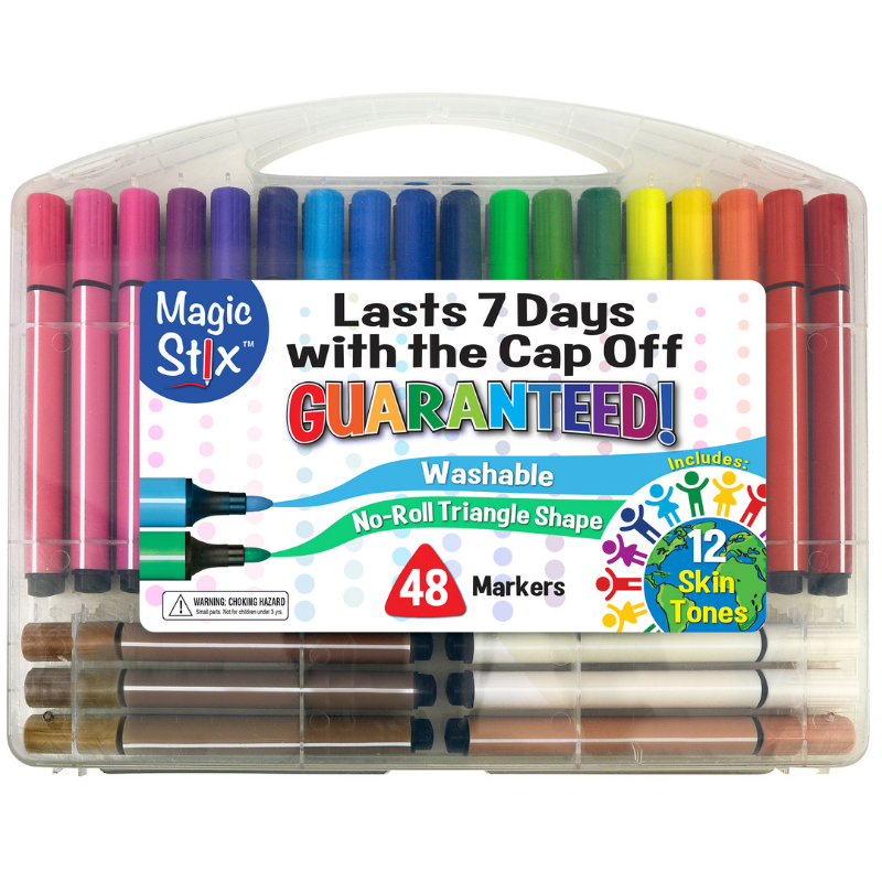 NEW! Triangular Magic Stix Markers, 48 Pack, Includes Global Skin Tones, Last 7 Days NO Cap! by The Pencil Grip, Inc.