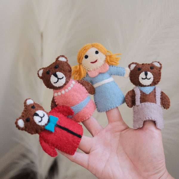 Goldilocks and Bears | Felt Finger Puppet Set by Play Planet