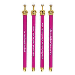 Get Your Party Pants On! Birthday Hot Pink Crown Pen Set of 12 | Giftable Quote Pens | Novelty Office Desk Supplies by The Bullish Store