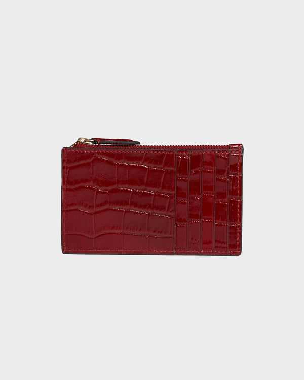 Hampton Zip Card Case in Embossed Leather by Jeff Wan