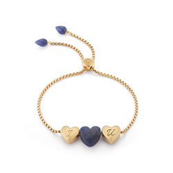 Luv Me Sodalite Bolo Adjustable I Love You Heart Bracelet in 14K Yellow Gold Plated Sterling Silver by LuvMyJewelry