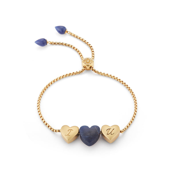 Luv Me Sodalite Bolo Adjustable I Love You Heart Bracelet in 14K Yellow Gold Plated Sterling Silver by LuvMyJewelry