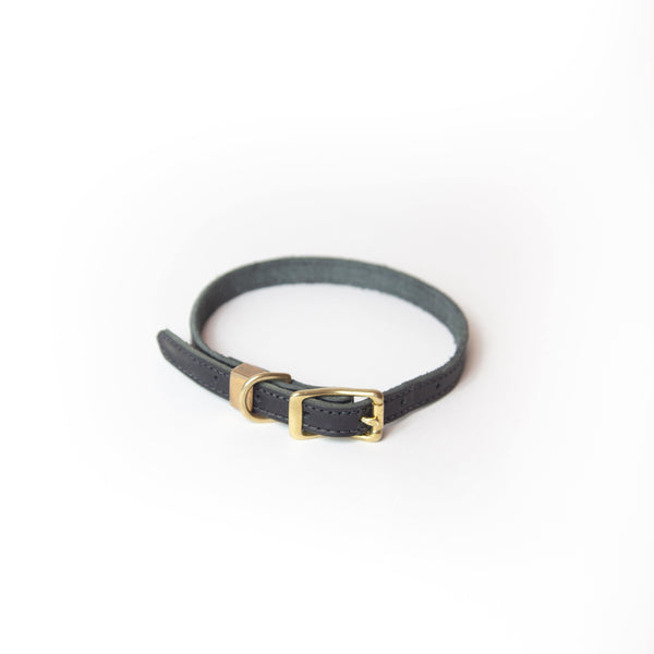 Leather Dog Collar Milled Black by Sturdy Brothers