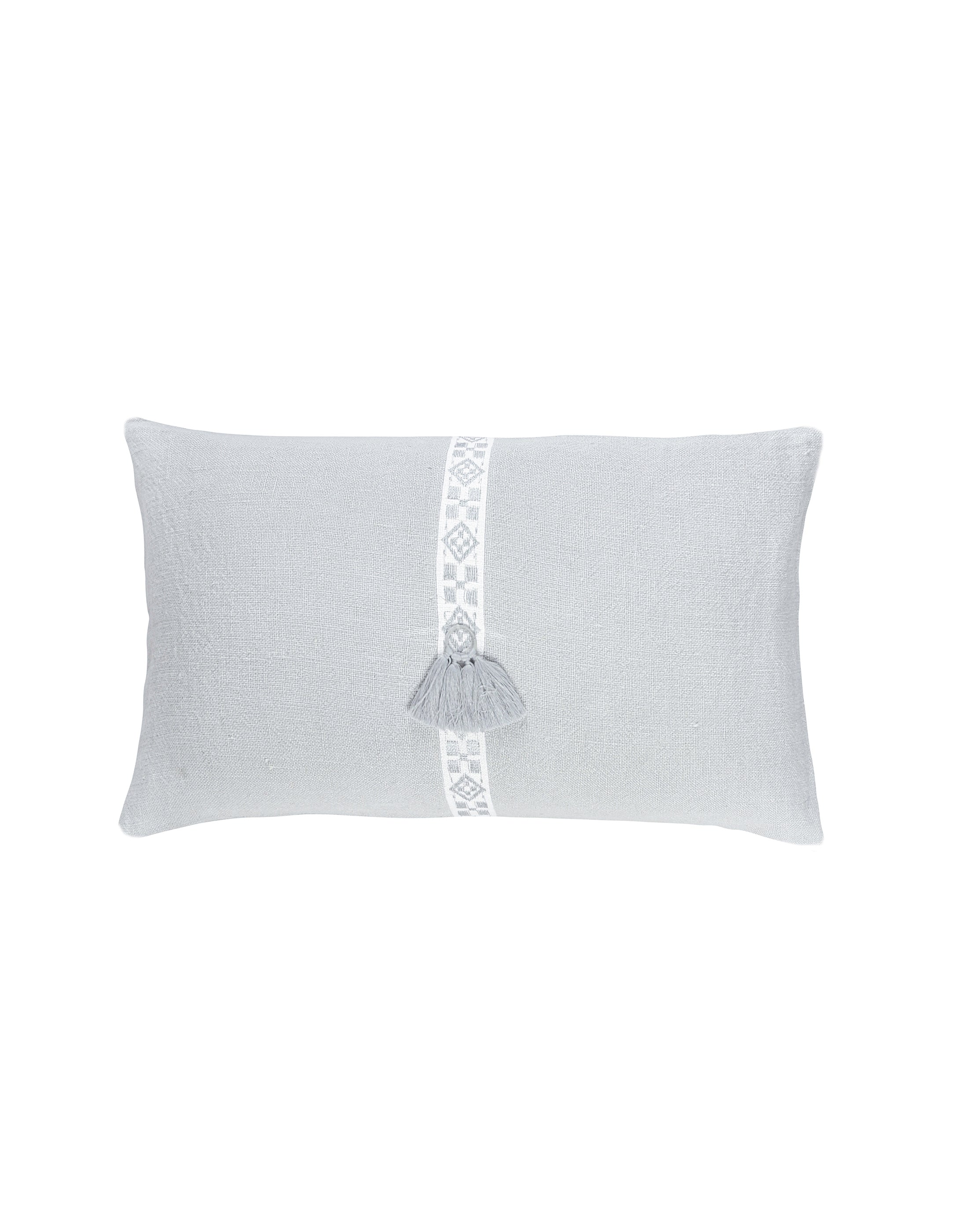 Light Grey Geo Trim So Soft Linen Pillow