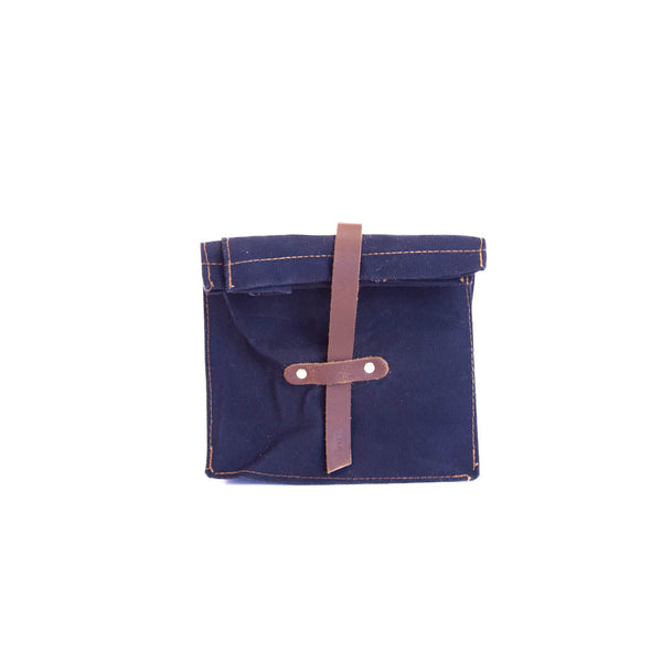 Lunch Sack Navy Waxed Canvas & Leather by Sturdy Brothers