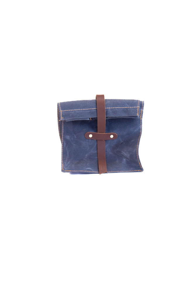 Lunch Sack Slate Waxed Canvas & Leather by Sturdy Brothers