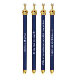 Moments of Genius Navy Blue Crown Pen Set of 12 | Giftable Quote Pens | Novelty Office Desk Supplies by The Bullish Store