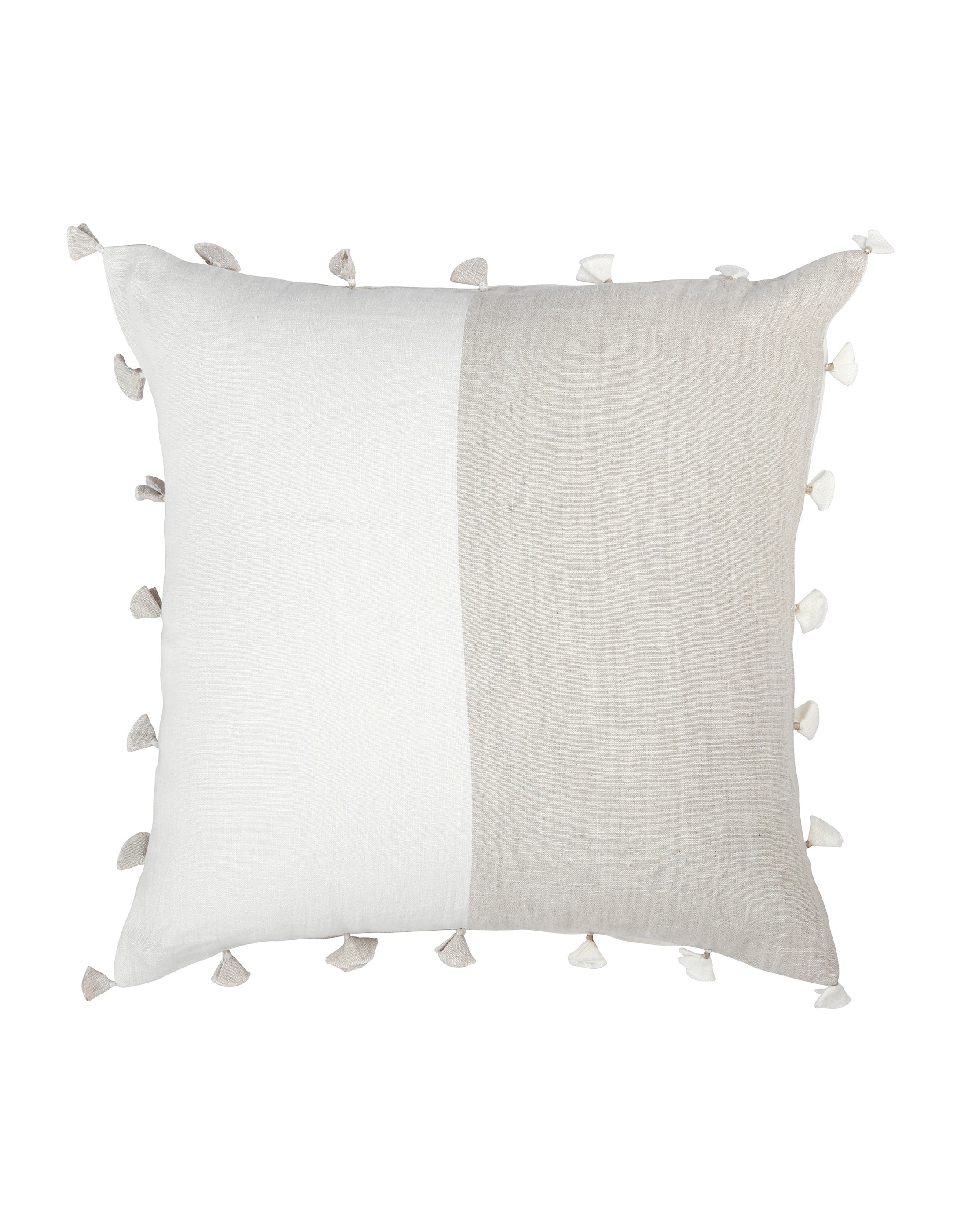 Natural Tassels So Soft Beige Linen Pillow