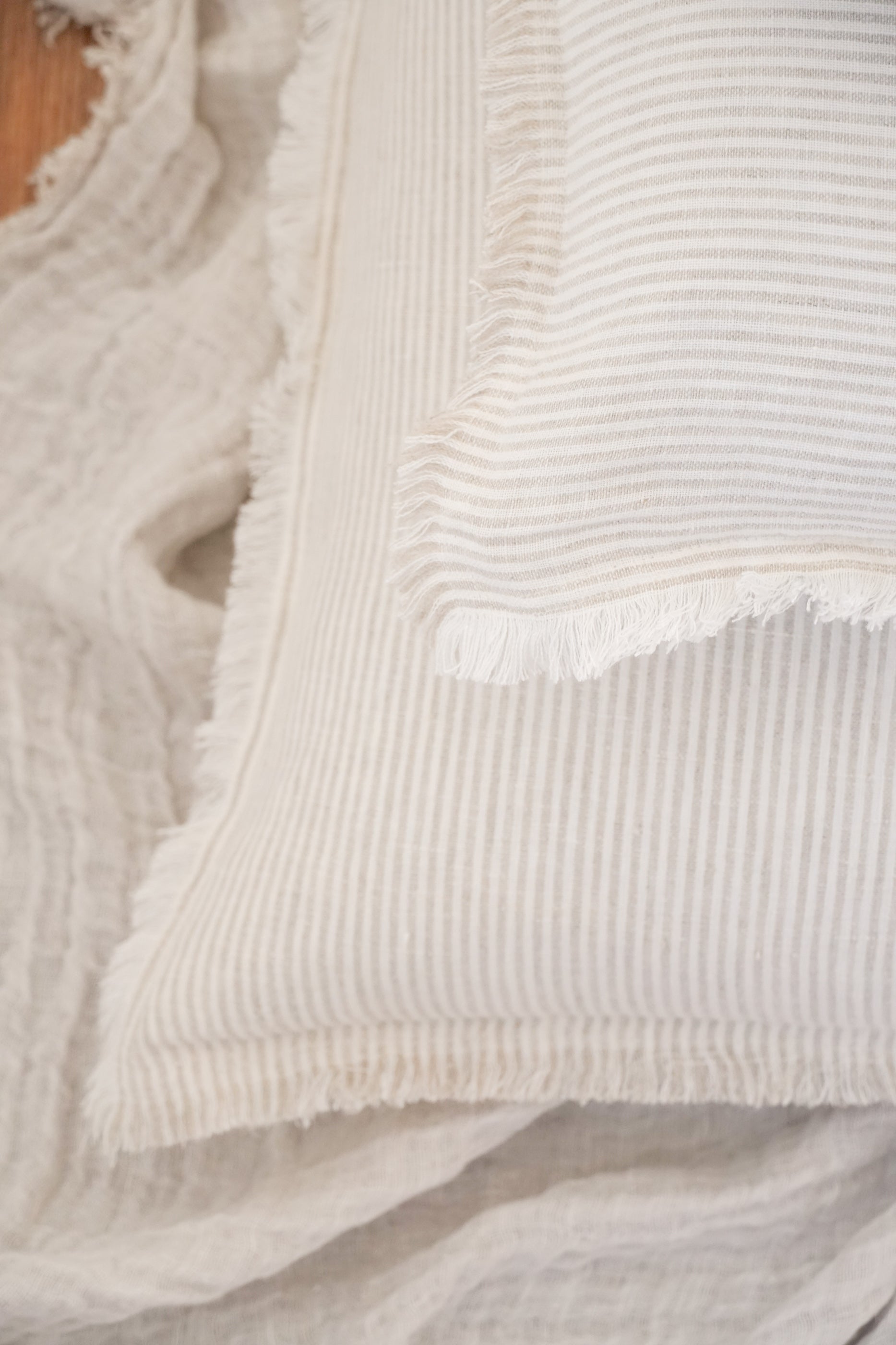 Natural Beige & White Striped So Soft Linen Pillow