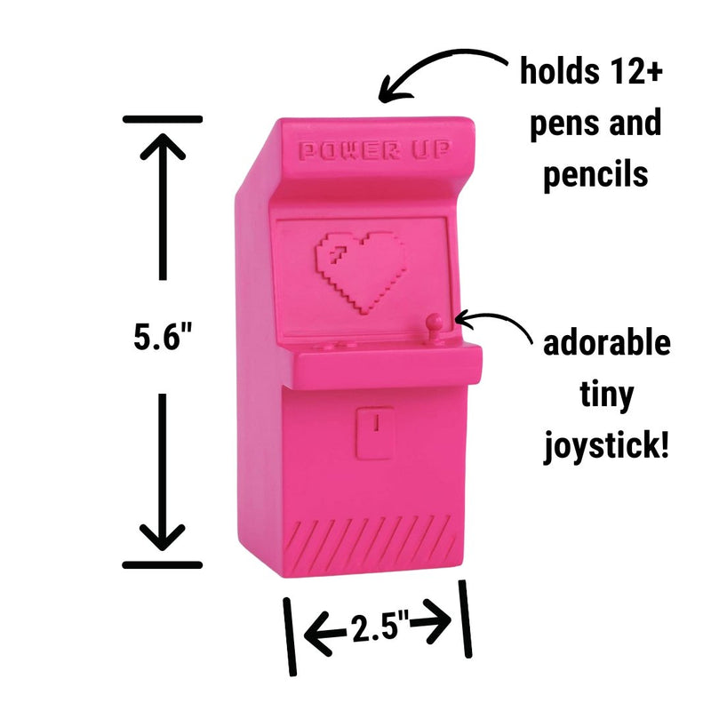 Power Up Retro Arcade Style Pen Pot | Pencil Cup in Hot Pink by The Bullish Store