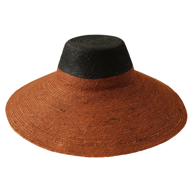 RIRI DUO Jute Straw Hat in Burnt Sienna & Black by BrunnaCo