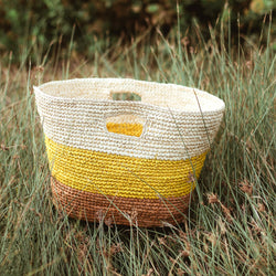 Sayan Raffia Tote Bag, in Yellow & Beige by BrunnaCo