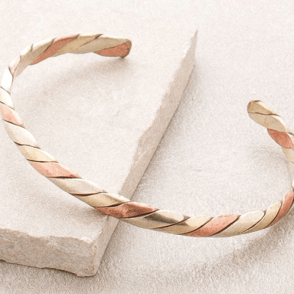Fair Trade 3 Metal Twisted Bangle by Tiny Rituals