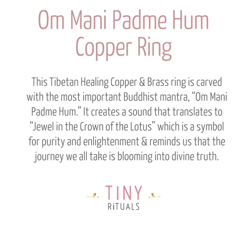 Om Mani Padme Hum Copper Ring by Tiny Rituals