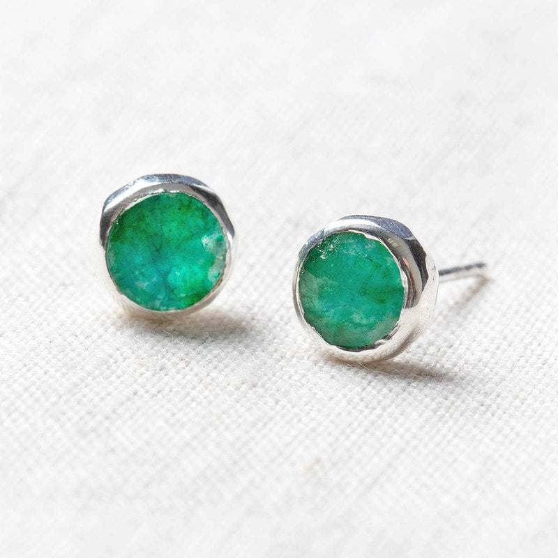 Emerald Silver or Gold Stud Earrings by Tiny Rituals