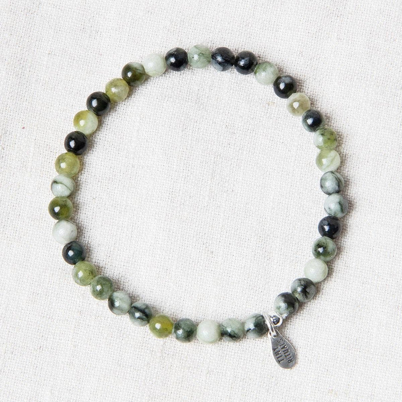 Natural Vine Flower Xiuyu Jade Energy Bracelet by Tiny Rituals