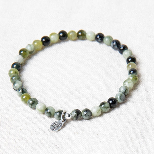 Natural Vine Flower Xiuyu Jade Energy Bracelet by Tiny Rituals