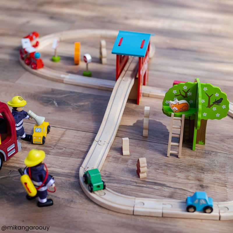Fire Station Train Set by Bigjigs Toys