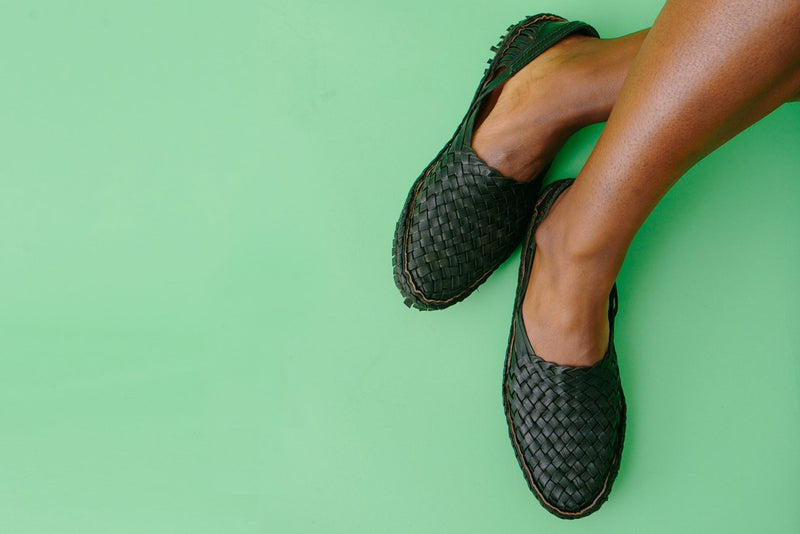 Women's Woven Flat in Charcoal by Mohinders