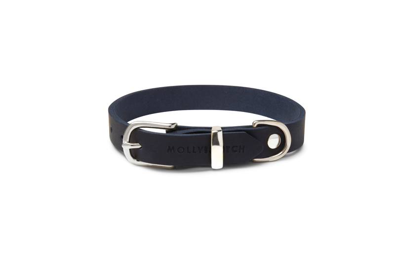 Butter Leather Dog Collar - Navy Blue by Molly And Stitch US