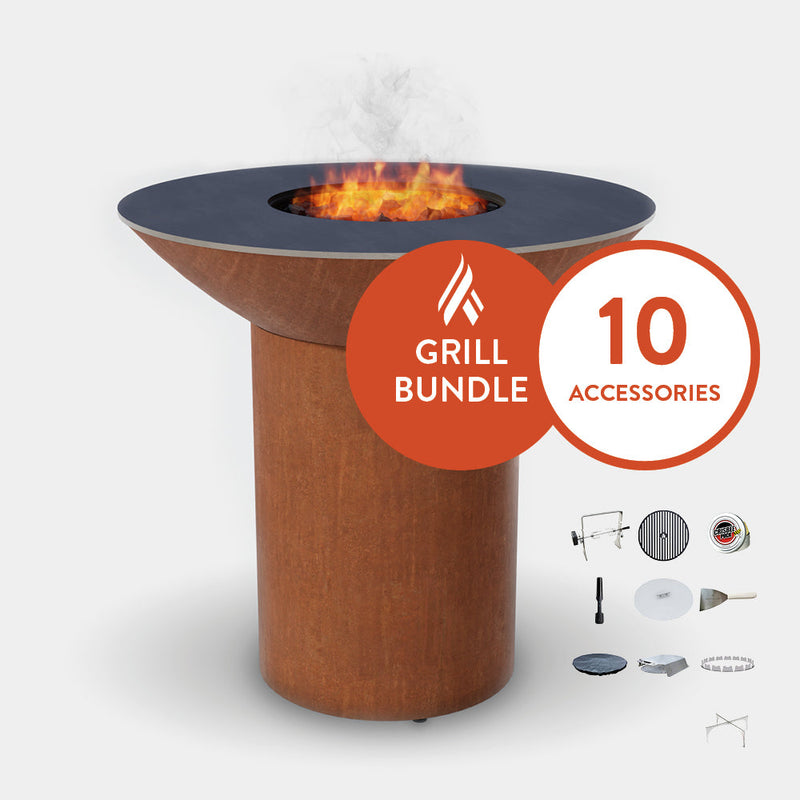Arteflame Classic 40" Grill with a High Round Base Home Chef Max Bundle With 10 Grilling Accessories