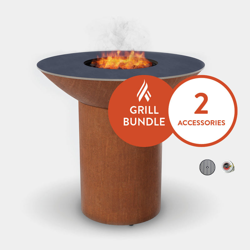 Arteflame Classic 40" Grill with a High Round Base Starter Bundle With 2 Grilling Accessories