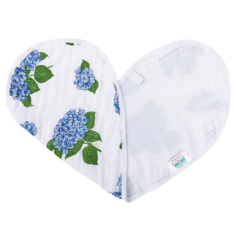 Gift Set: Hydrangeas Baby Muslin Swaddle Blanket and Burp Cloth/Bib Combo by Little Hometown