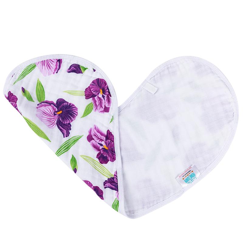 Gift Set: Irises Baby Muslin Swaddle Blanket and Burp Cloth/Bib Combo by Little Hometown