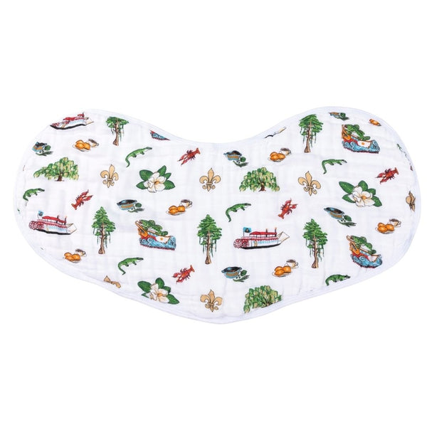 Gift Set: Louisiana Baby Muslin Swaddle Blanket and Burp Cloth/Bib Combo by Little Hometown