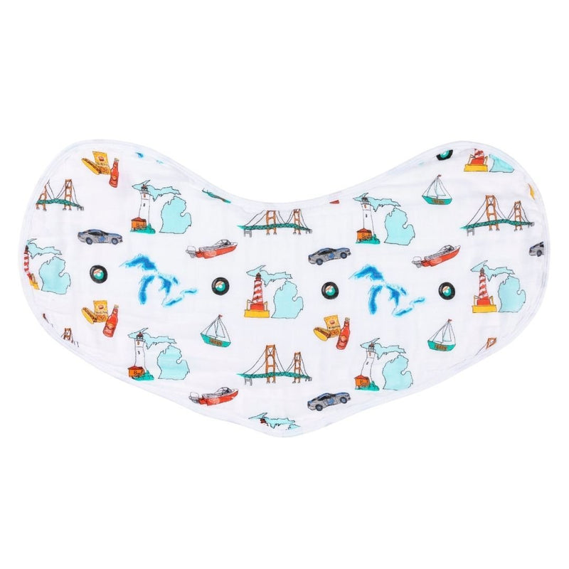 Gift Set: Michigan Baby Muslin Swaddle Blanket and Burp Cloth/Bib Combo by Little Hometown