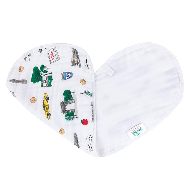 Gift Set: New York City Baby Muslin Swaddle Blanket and Burp Cloth/Bib Combo by Little Hometown