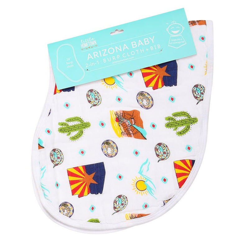 GiftSet: Arizona Baby Muslin Swaddle Blanket and Burp Cloth/Bib Combo by Little Hometown