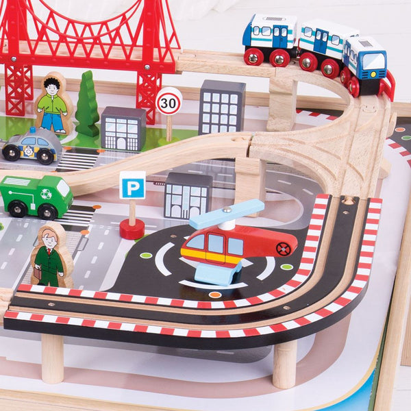 City Train Set and Table by Bigjigs Toys