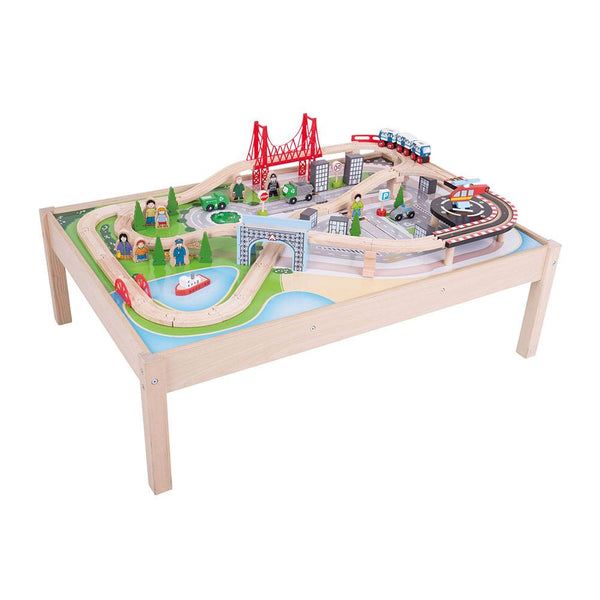 City Train Set and Table by Bigjigs Toys