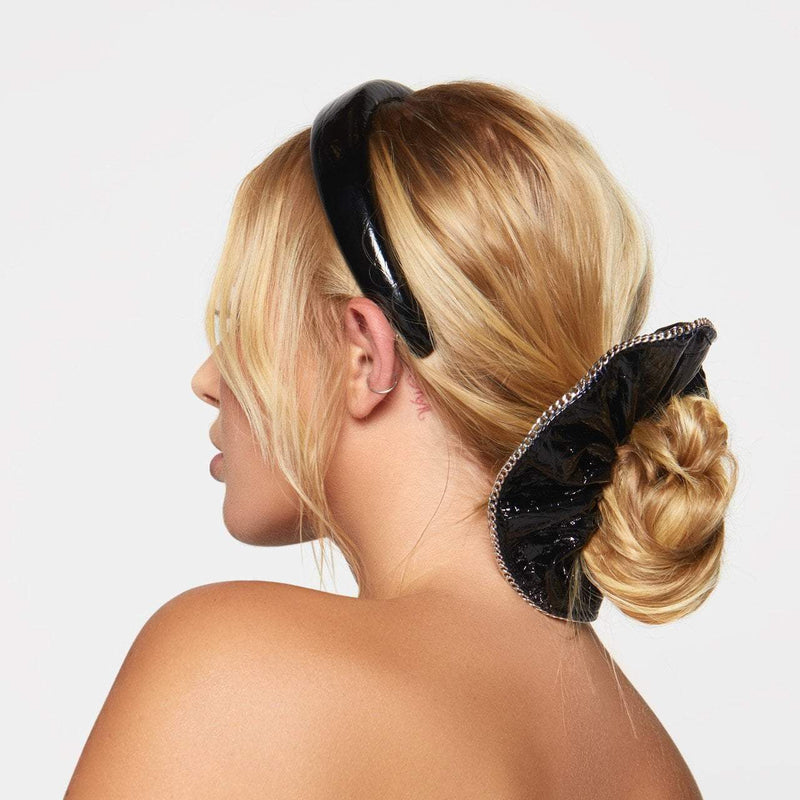Patent Scrunchie with Chain - Black by KITSCH