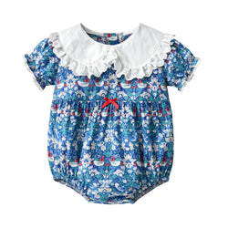 Baby Girl Floral Print Doll Collar Short-Sleeved Comfy Summer Onesies by MyKids-USA™