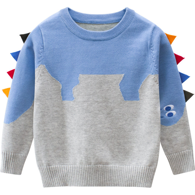 Baby Boy Cartoon Dinosaur Embroidered Pattern Knitted Lovely Sweater by MyKids-USA™