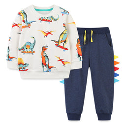 Baby Boy Cartoon Animal Embroidery Solid Color Hoodie Combo Trousers Sets by MyKids-USA™