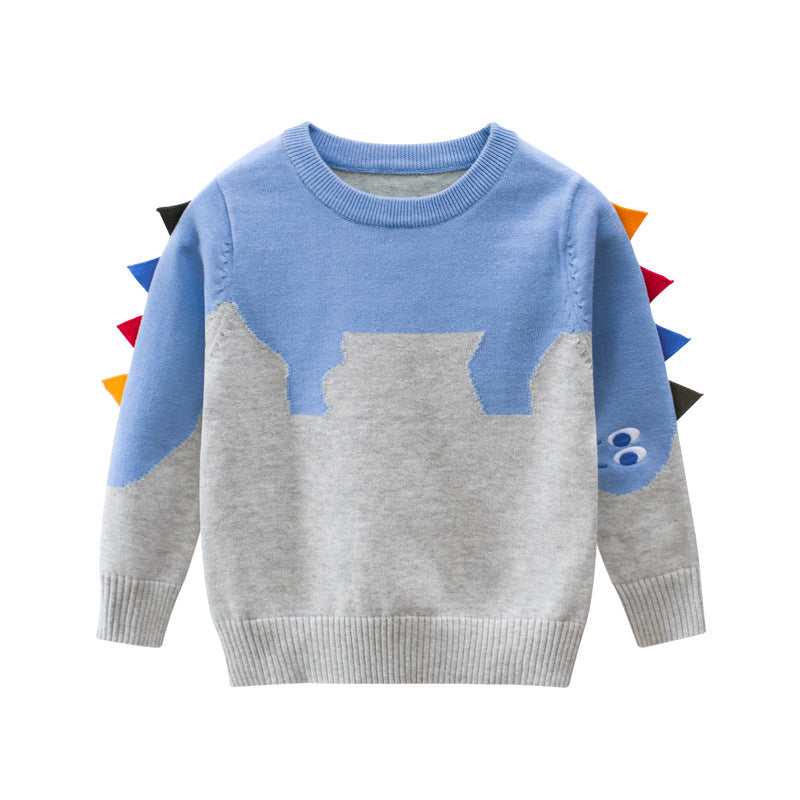 Baby Boy Cartoon Dinosaur Embroidered Pattern Knitted Lovely Sweater by MyKids-USA™