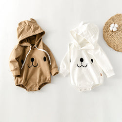 Baby Bear Pattern Solid Color Long-Sleeved Onesies With Hat In Spring & Autumn by MyKids-USA™