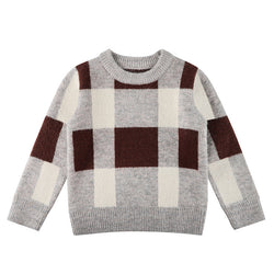 Baby Boy Plaid Graphic O-Neck Long Sleeves Western Classic Sweater by MyKids-USA™