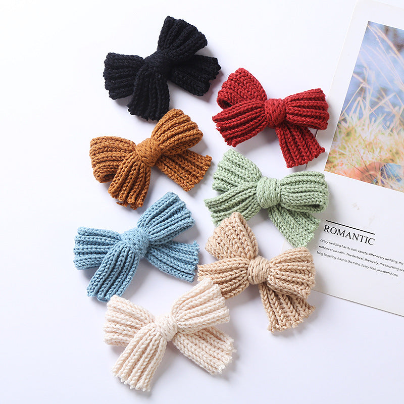 Baby Solid Color Big Knitted Bow Handmade Hairpin by MyKids-USA™
