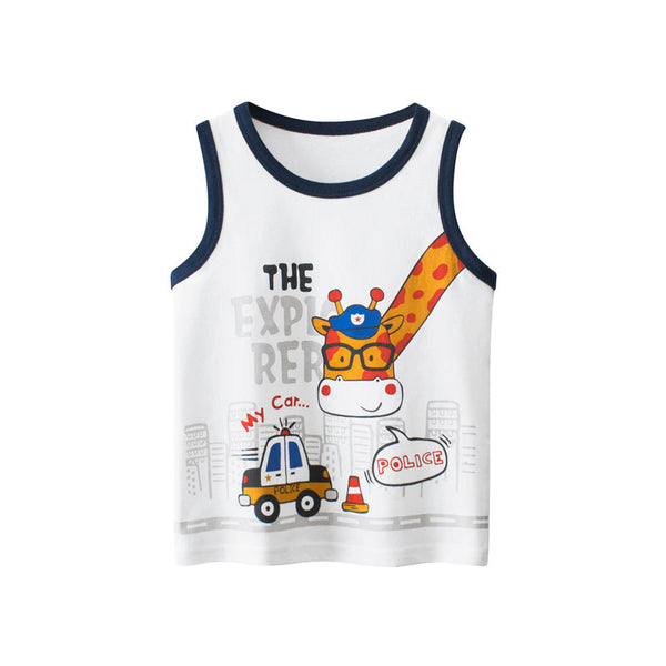 Baby Cartoon Print Pattern Sleeveless Crewneck Tops by MyKids-USA™