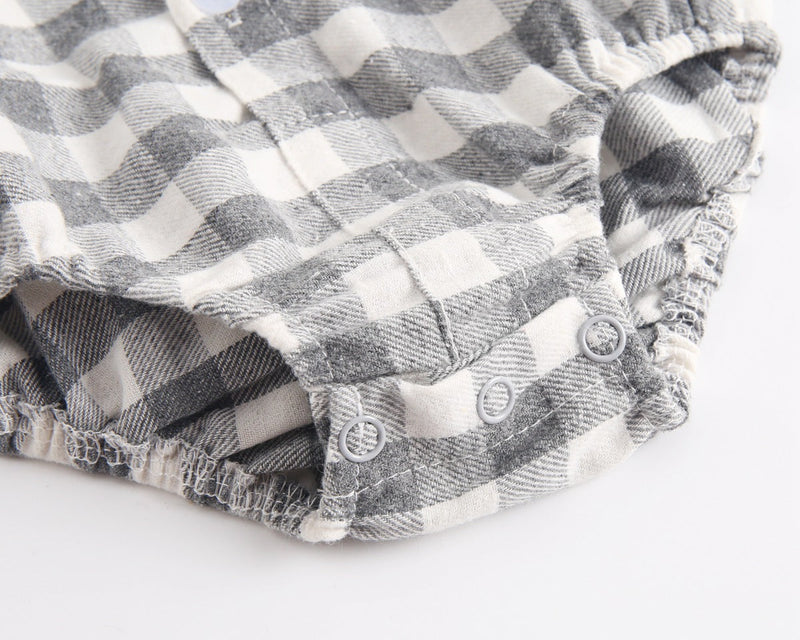 Baby Boy Plaid Pattern Buttoned Shirt With Pockets Long Sleeve Onesies In Autumn by MyKids-USA™
