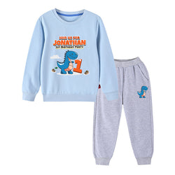 Baby Boy Cartoon Dinosaur Print Pattern Hoodie Combo Trousers Cotton 1 Pieces Sets by MyKids-USA™