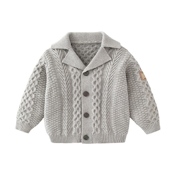 Baby Solid Color Crochet Knitted Design Single Breasted Design Knitted Cardigan by MyKids-USA™