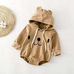 Baby Bear Pattern Solid Color Long-Sleeved Onesies With Hat In Spring & Autumn by MyKids-USA™